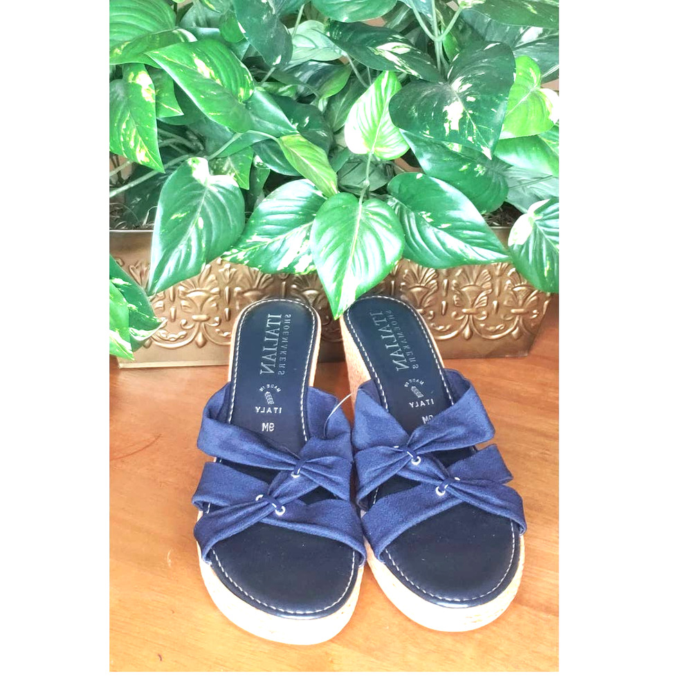 ITALIAN SHOEMAKER - Navy Blue Heeled Mules - New - Size 9M